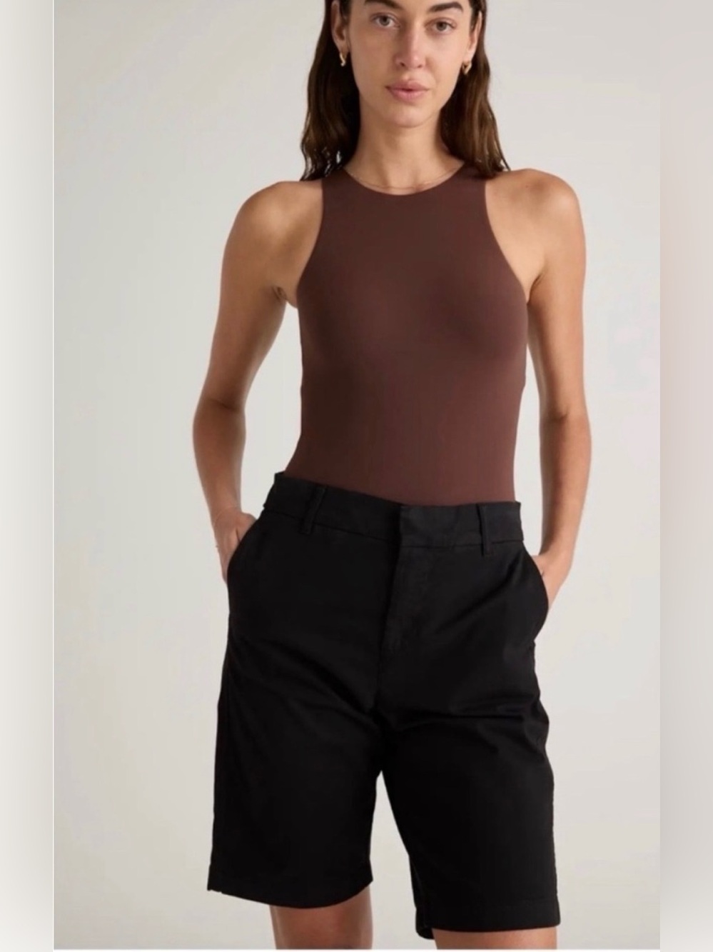 QUINCE Organic Stretch Cotton Chino Bermuda Shorts Black 14